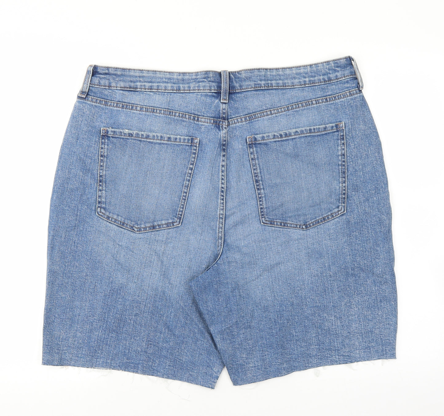 Marks and Spencer Womens Blue Cotton Bermuda Shorts Size 18 L7 in Regular Zip