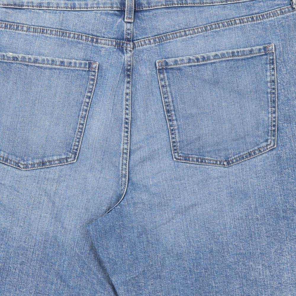Marks and Spencer Womens Blue Cotton Bermuda Shorts Size 18 L7 in Regular Zip