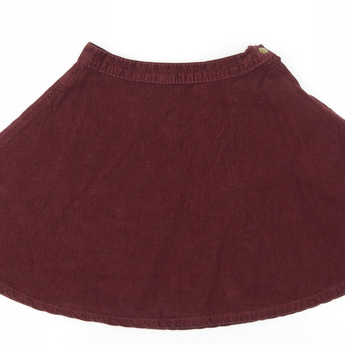 American Apparel Womens Red Cotton Flare Skirt Size XS Zip - Snap button Closure