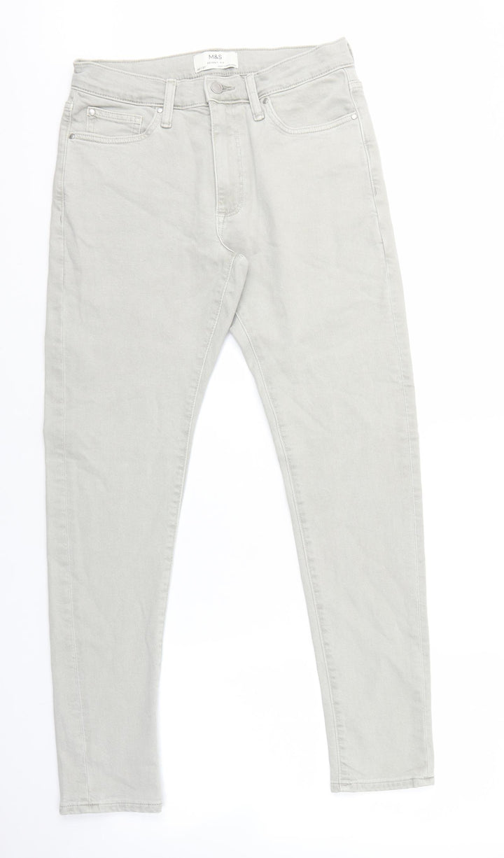 Marks and Spencer Womens Grey Cotton Skinny Jeans Size 30 in L29 in Regular Tie
