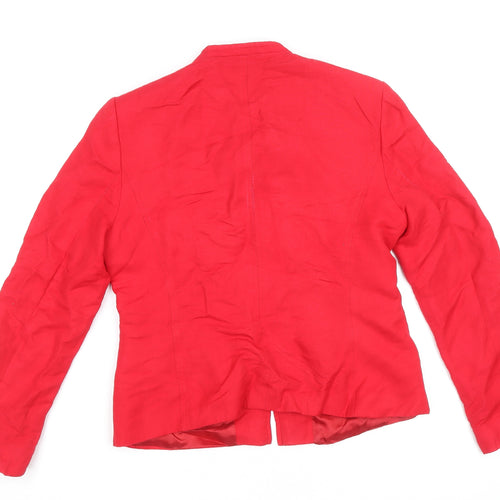 Planet Womens Red Jacket Size 8 Zip - Patch Pockets, Panelled Seam Detail, Fitted
