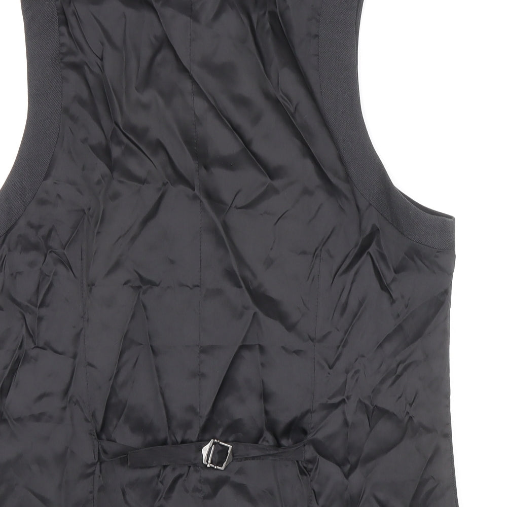 Topman Mens Black Polyester Jacket Suit Waistcoat Size 40
