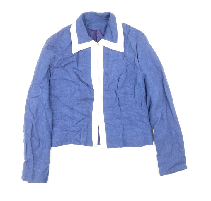 Val Somers Womens Blue Jacket Size 14 Hook & Eye - Single Fastening, Buttoned Cuff Detail