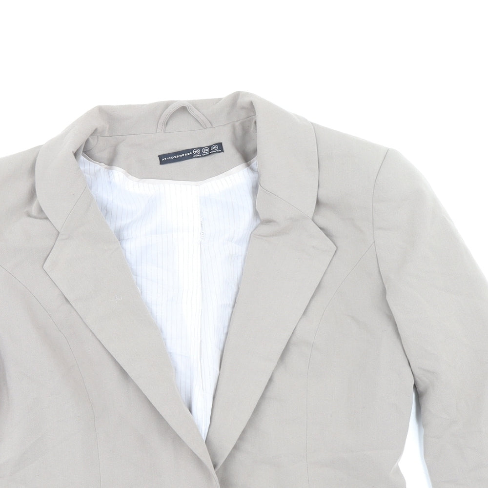 Atmosphere Womens Beige Jacket Blazer Size 10 Button - Fitted, Gathered Cuff Detail