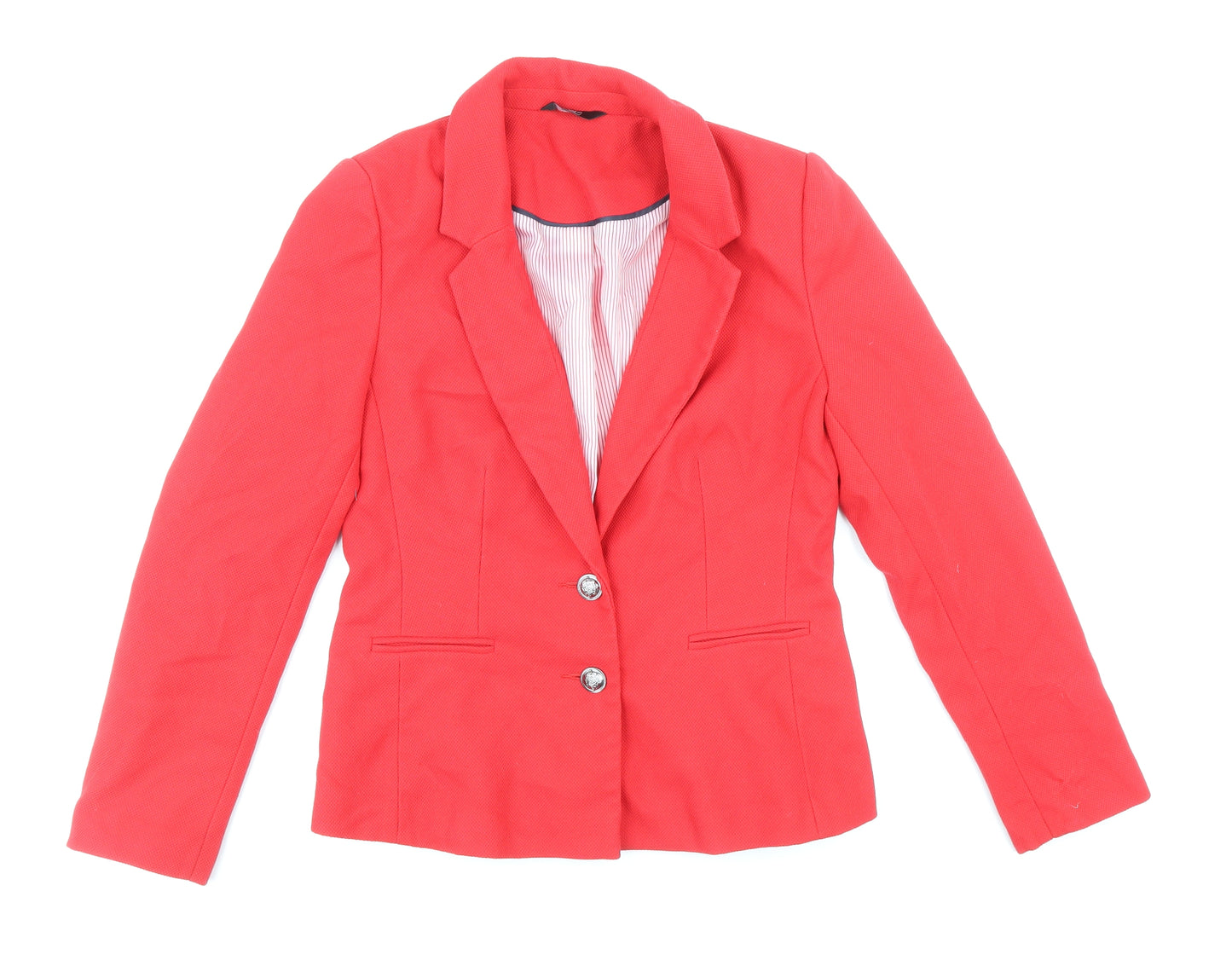 F&F Womens Red Polyester Jacket Blazer Size 10 - Fitted, Outer Concealed Pockets
