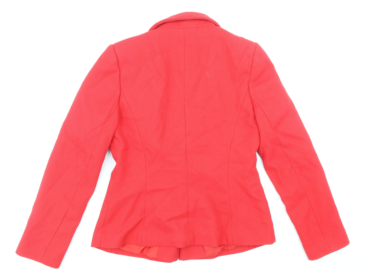 F&F Womens Red Polyester Jacket Blazer Size 10 - Fitted, Outer Concealed Pockets