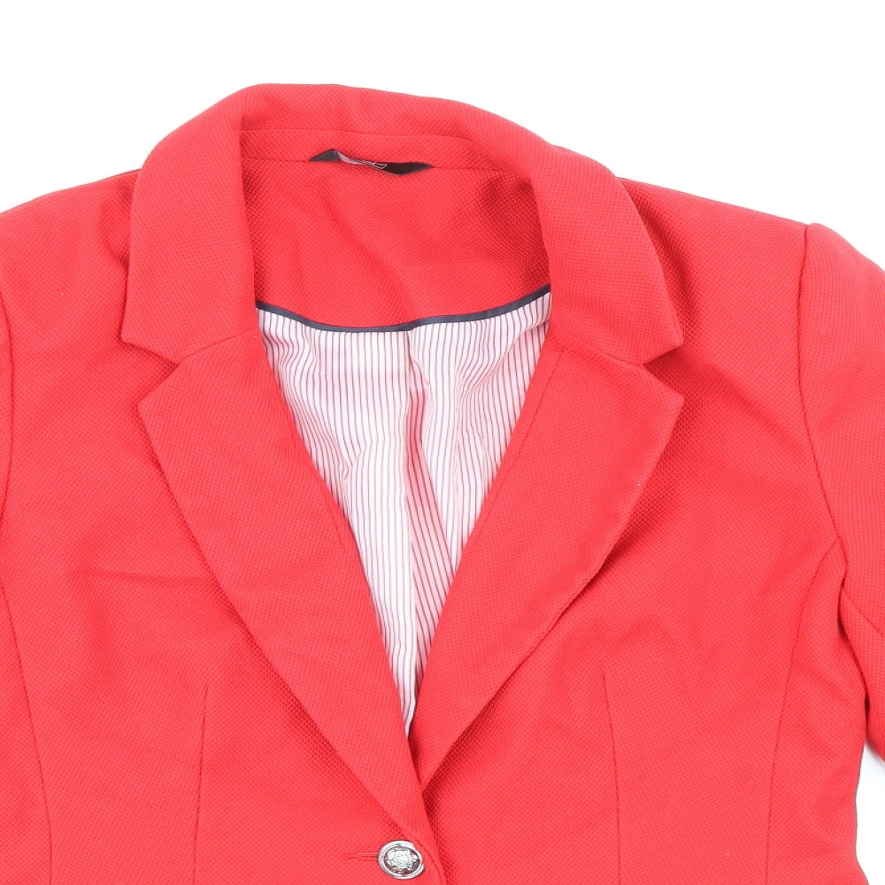 F&F Womens Red Polyester Jacket Blazer Size 10 - Fitted, Outer Concealed Pockets