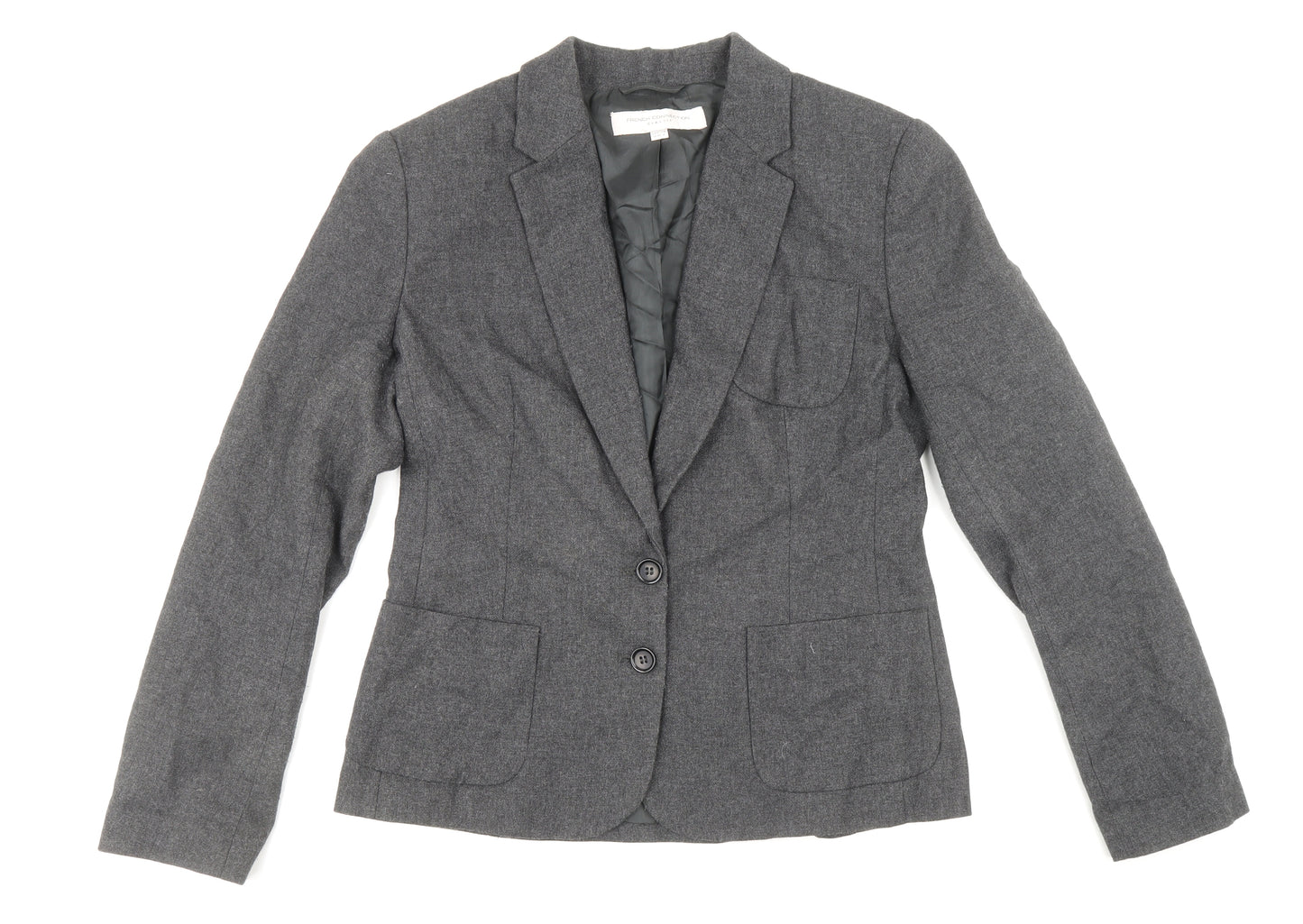French Connection Womens Grey Wool Jacket Blazer Size 12 - Outer Patch Pockets