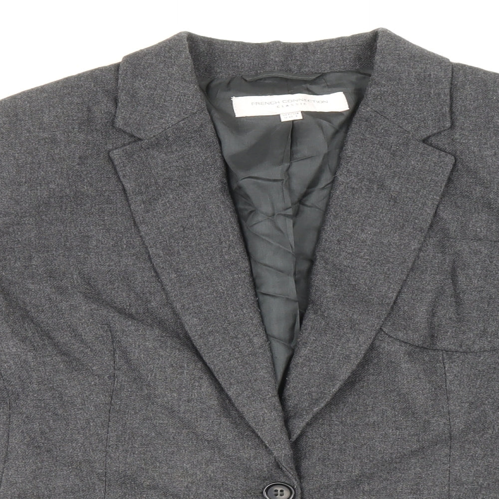 French Connection Womens Grey Wool Jacket Blazer Size 12 - Outer Patch Pockets