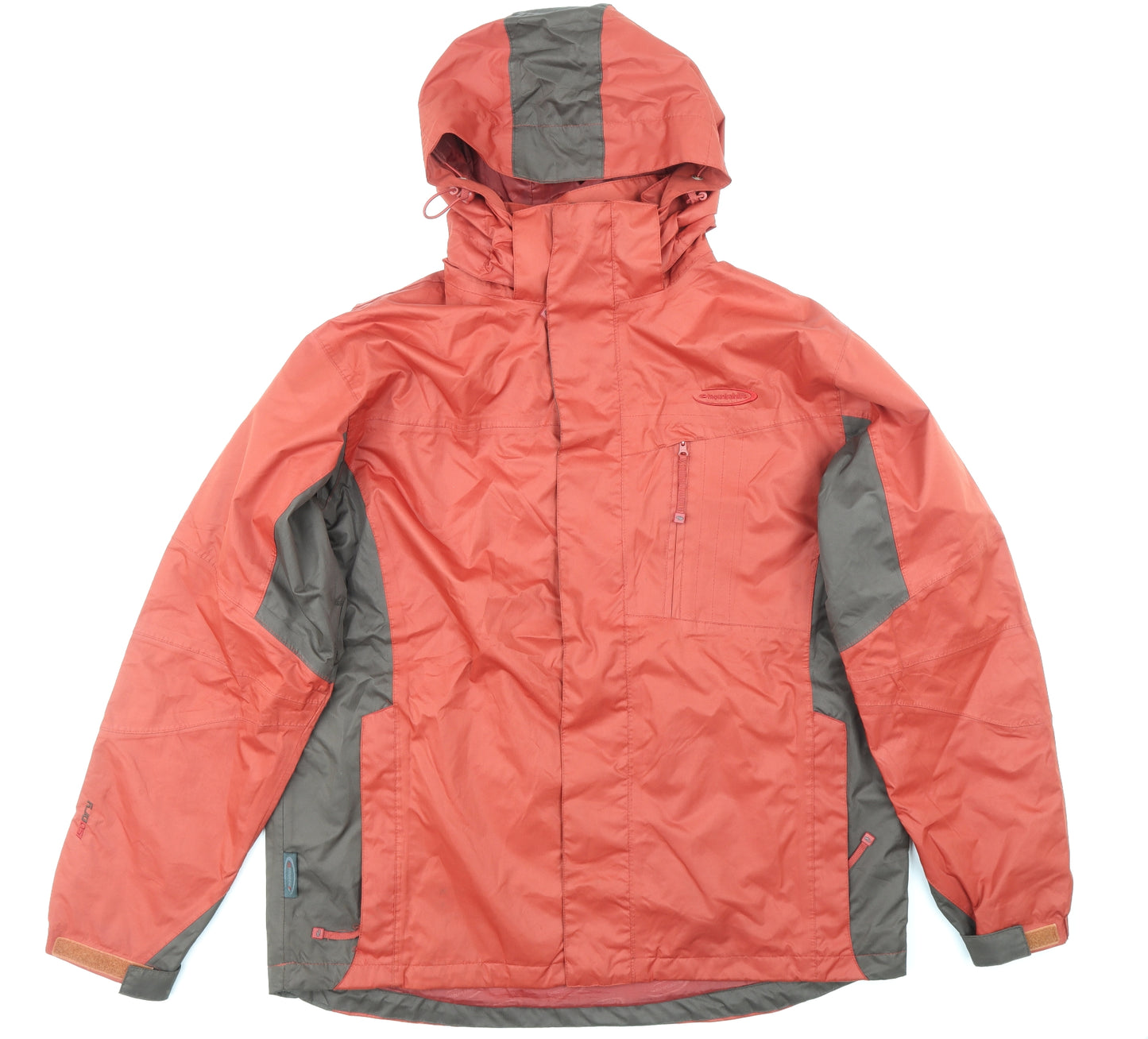 Mountain Life Mens Red Geometric Rain Coat Coat Size L Zip - Colourblocking