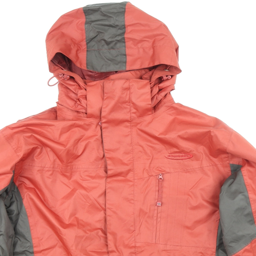 Mountain Life Mens Red Geometric Rain Coat Coat Size L Zip - Colourblocking