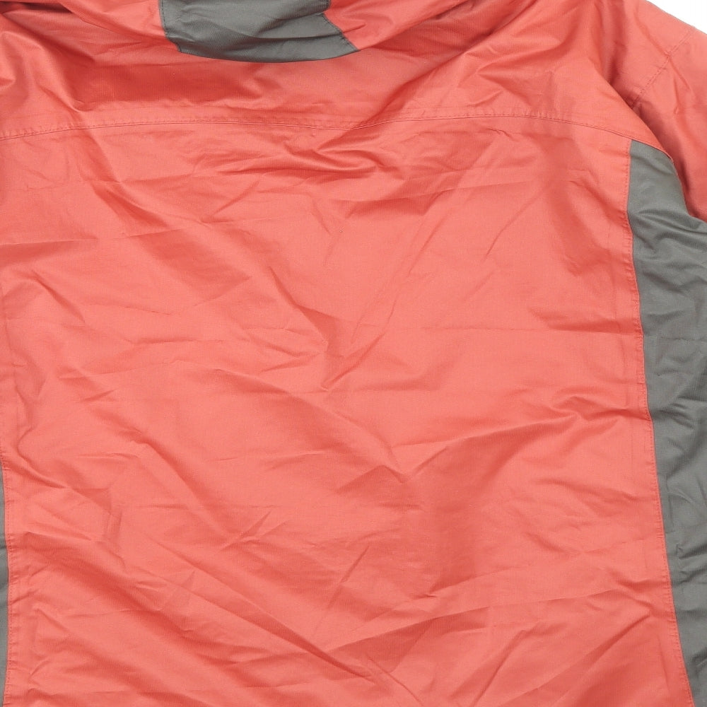Mountain Life Mens Red Geometric Rain Coat Coat Size L Zip - Colourblocking