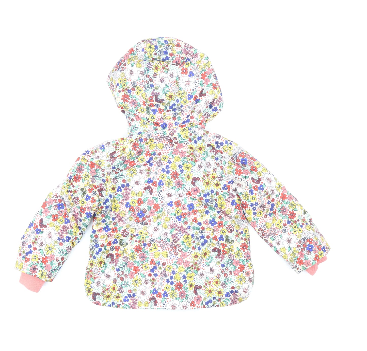 TU Girls Multicoloured Floral Rain Coat Coat Size 12-18 Months Zip - Heart Pocket, Ribbed Cuffs, Fleece Lined