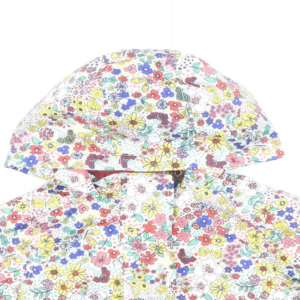 TU Girls Multicoloured Floral Rain Coat Coat Size 12-18 Months Zip - Heart Pocket, Ribbed Cuffs, Fleece Lined