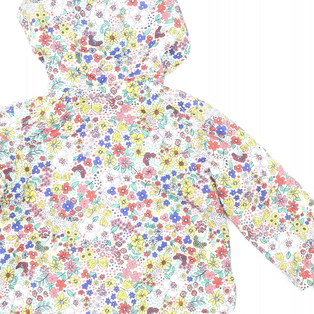 TU Girls Multicoloured Floral Rain Coat Coat Size 12-18 Months Zip - Heart Pocket, Ribbed Cuffs, Fleece Lined