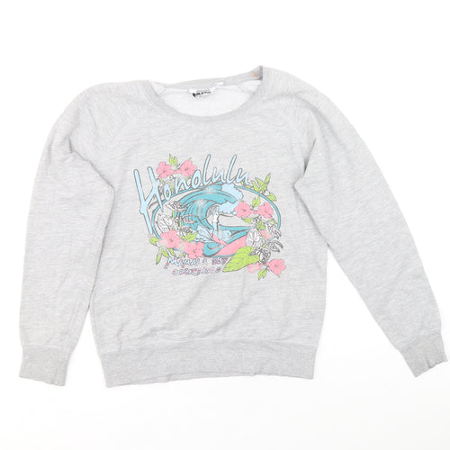 New Look Girls Grey Cotton Pullover Sweatshirt Size 12-13 Years - Honolulu Surfer