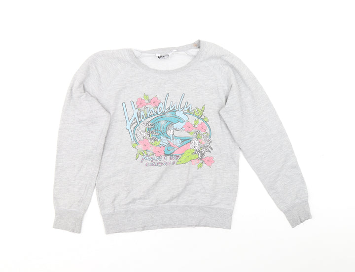 New Look Girls Grey Cotton Pullover Sweatshirt Size 12-13 Years - Honolulu Surfer