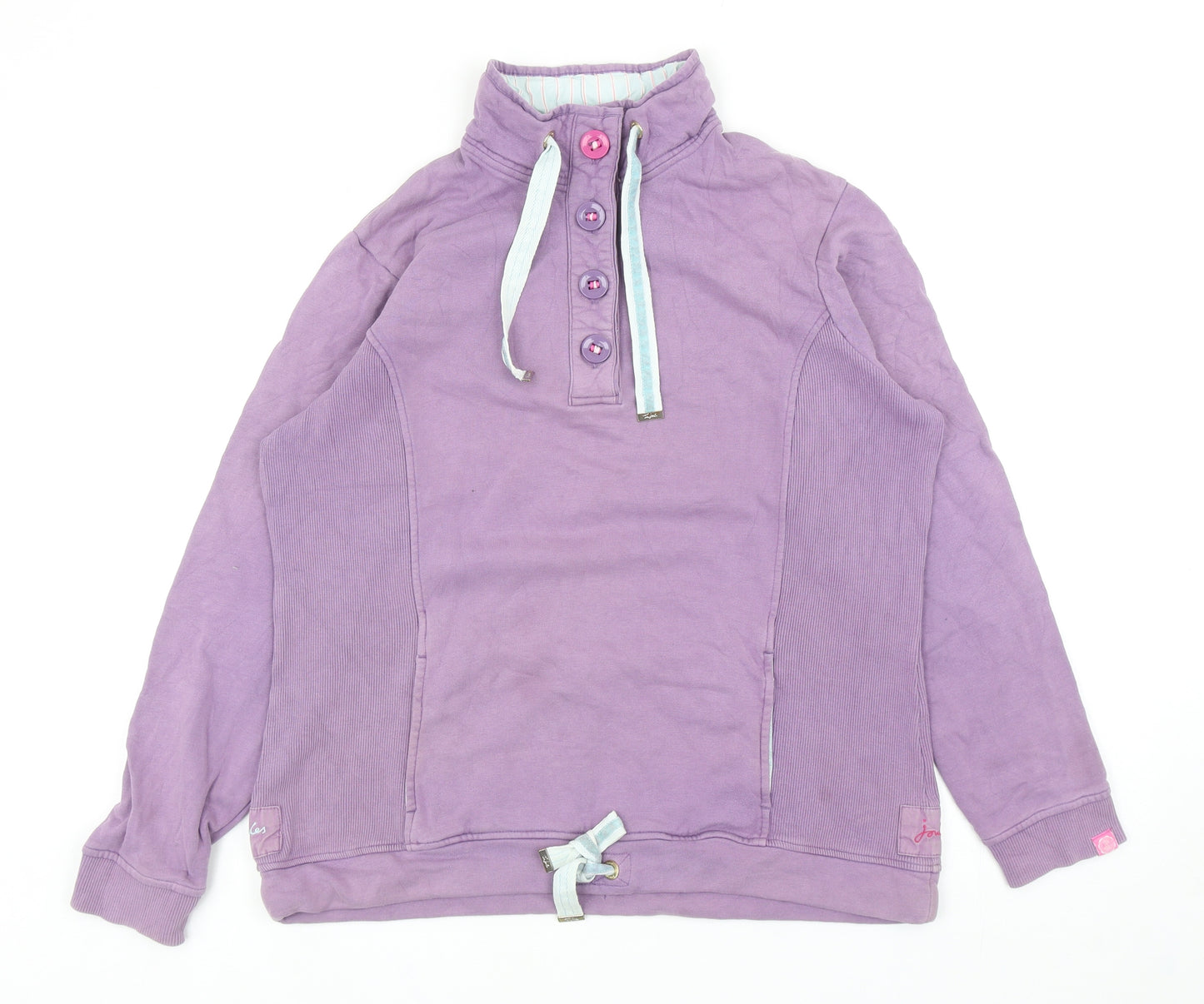 Joules Womens Purple Cotton Henley Sweatshirt Size 16 Button