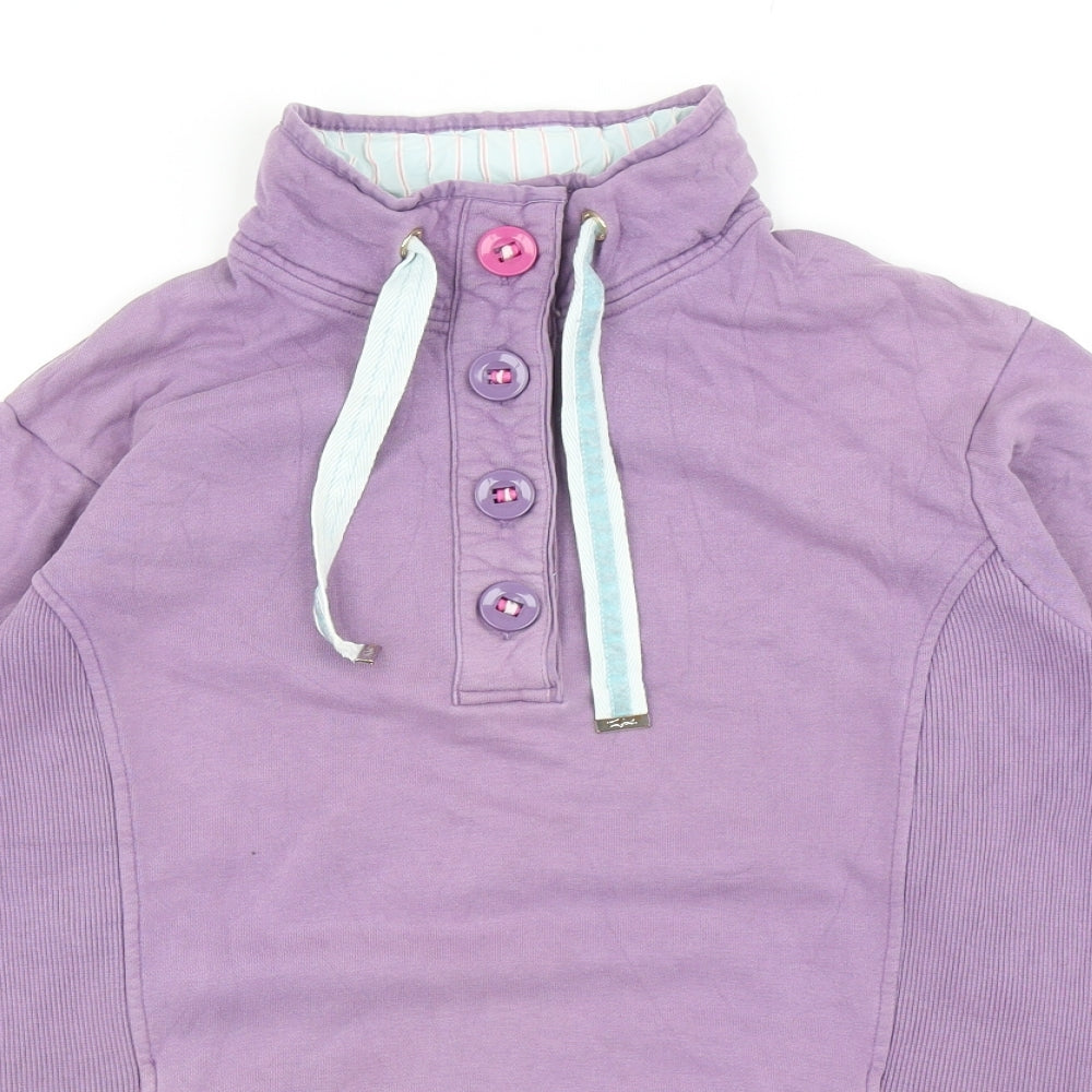 Joules Womens Purple Cotton Henley Sweatshirt Size 16 Button