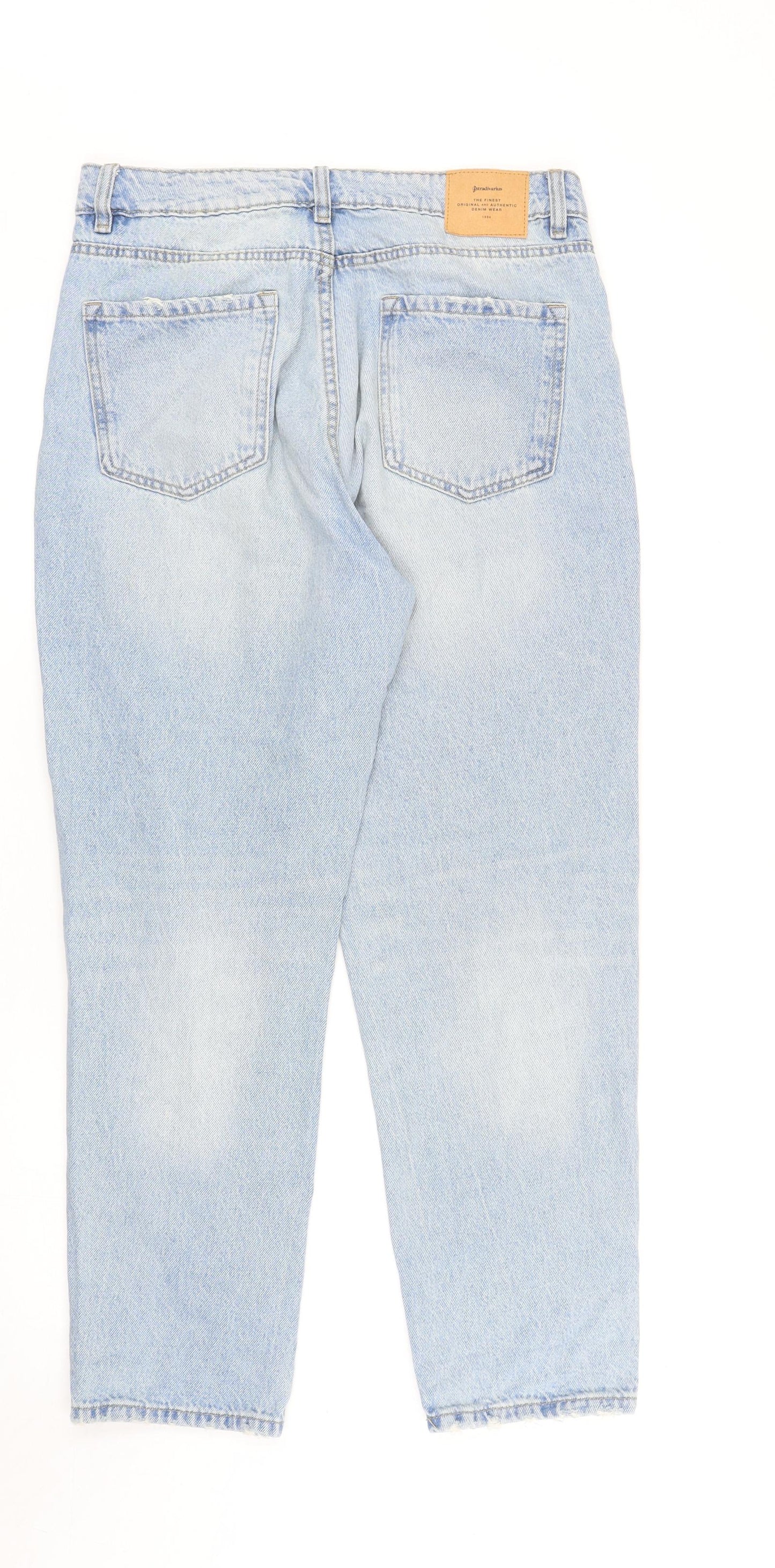 Stradivarius Womens Blue Cotton Mom Jeans Size 12 L27 in Regular Button
