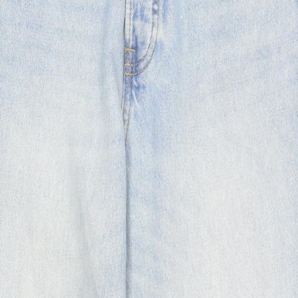 Stradivarius Womens Blue Cotton Mom Jeans Size 12 L27 in Regular Button