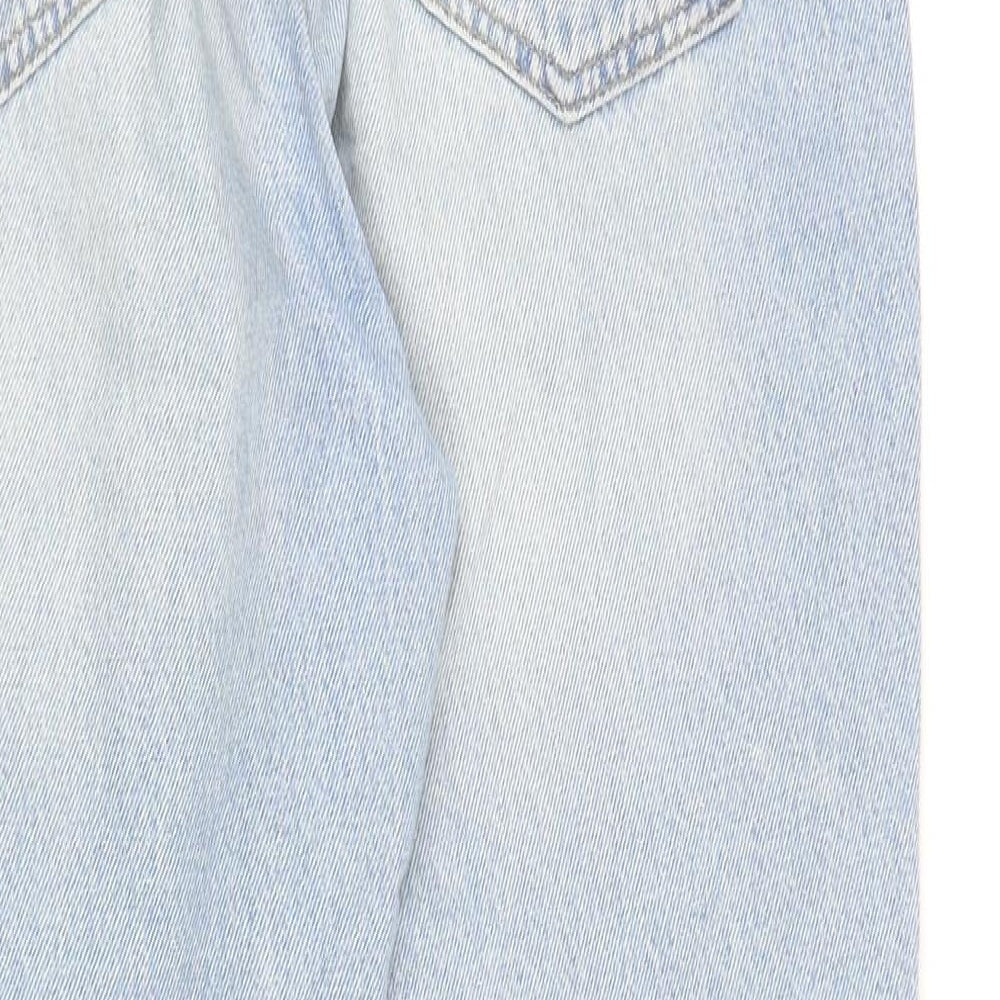 Stradivarius Womens Blue Cotton Mom Jeans Size 12 L27 in Regular Button