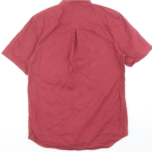 River Island Mens Red Cotton Button-Up Size S Collared Button