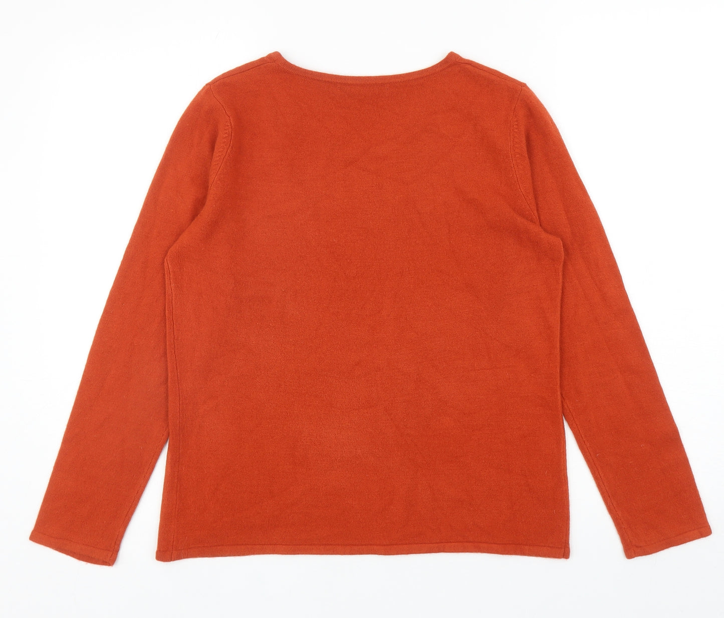 Bonmarché Womens Orange Round Neck Acrylic Pullover Jumper Size S