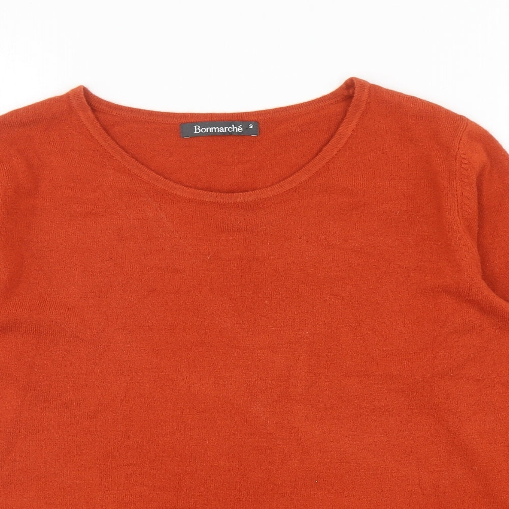 Bonmarché Womens Orange Round Neck Acrylic Pullover Jumper Size S