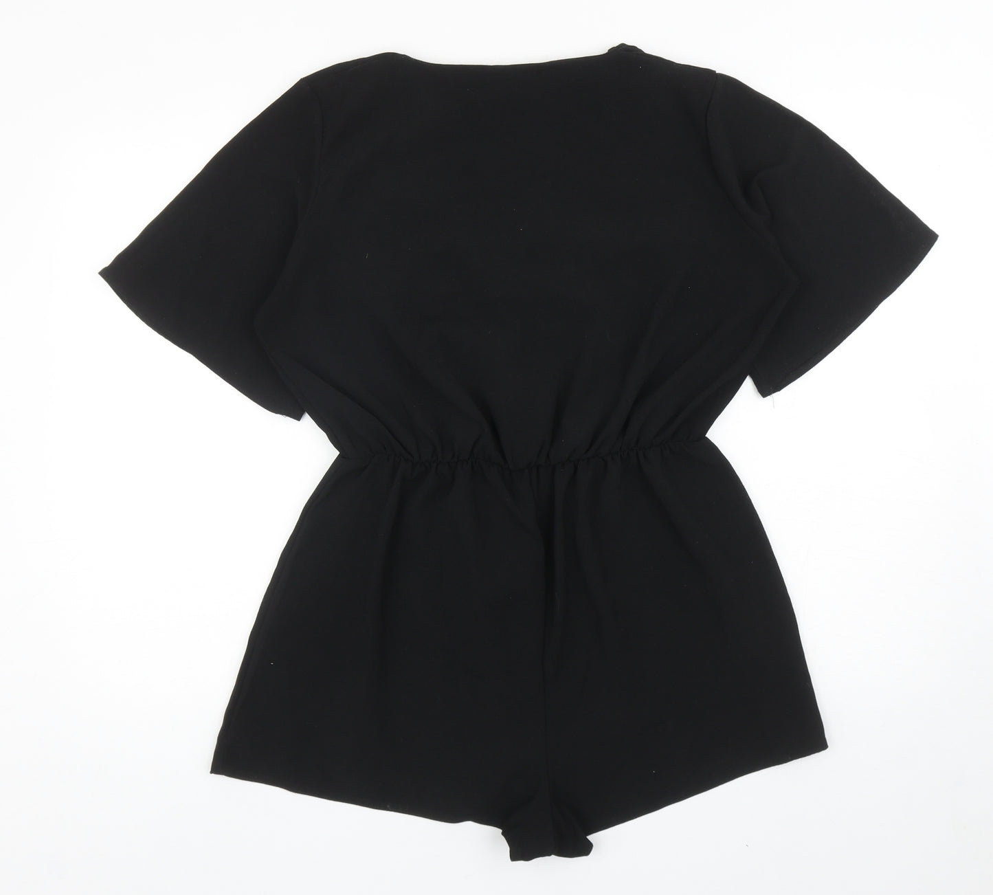 Boohoo Womens Black Polyester Playsuit One-Piece Size 12 L3 in Button