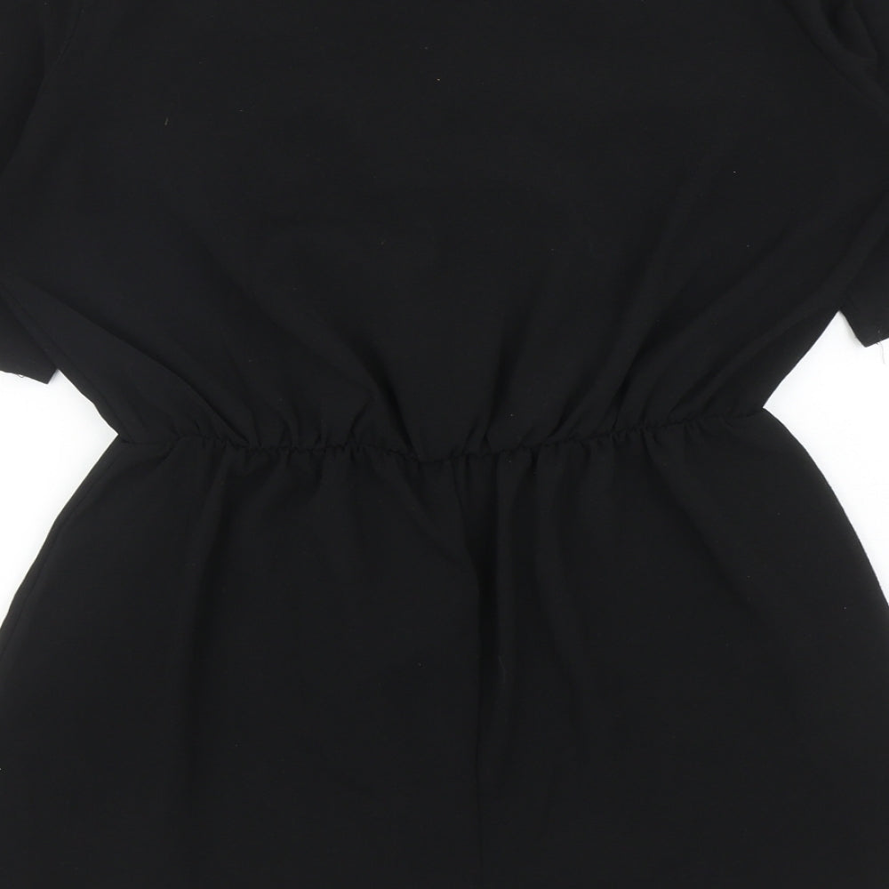Boohoo Womens Black Polyester Playsuit One-Piece Size 12 L3 in Button