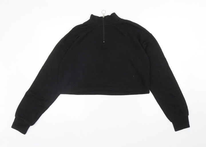 I SAW IT FIRST Womens Black Cotton Pullover Sweatshirt Size 12 Zip - Cropped