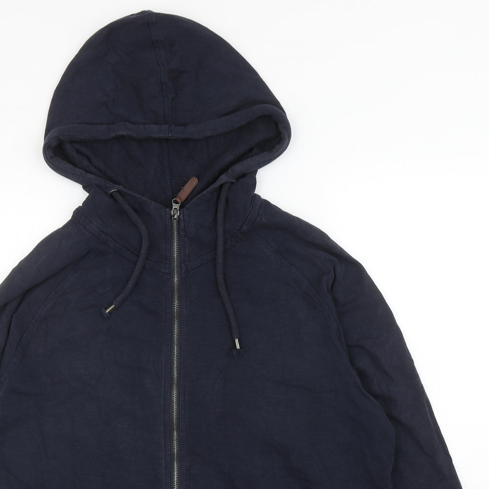 TU Mens Blue Cotton Full Zip Hoodie Size XL