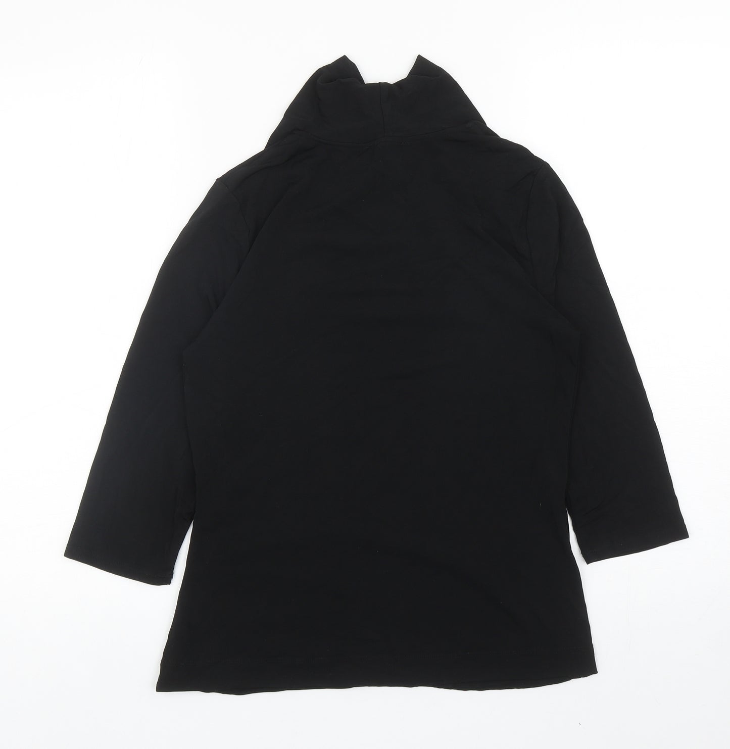 Amaryllis Womens Black Polyester Basic Blouse Size M V-Neck - Ruched