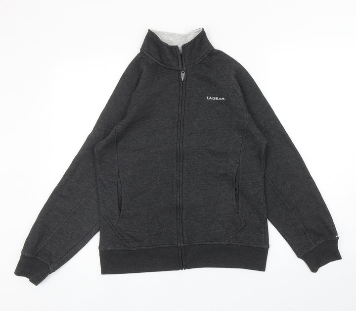 LA Gear Womens Grey Cotton Full Zip Sweatshirt Size 10 Zip