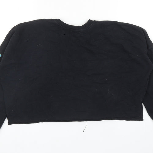 Primark Womens Black Cotton Pullover Sweatshirt Size 2XS Pullover - Feel Good Rainbow Detail