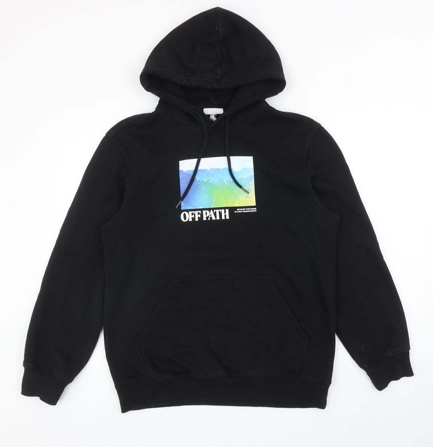 H&M Mens Black Cotton Pullover Hoodie Size S - Off The Path