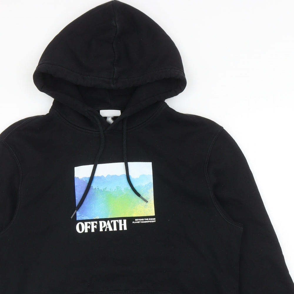 H&M Mens Black Cotton Pullover Hoodie Size S - Off The Path