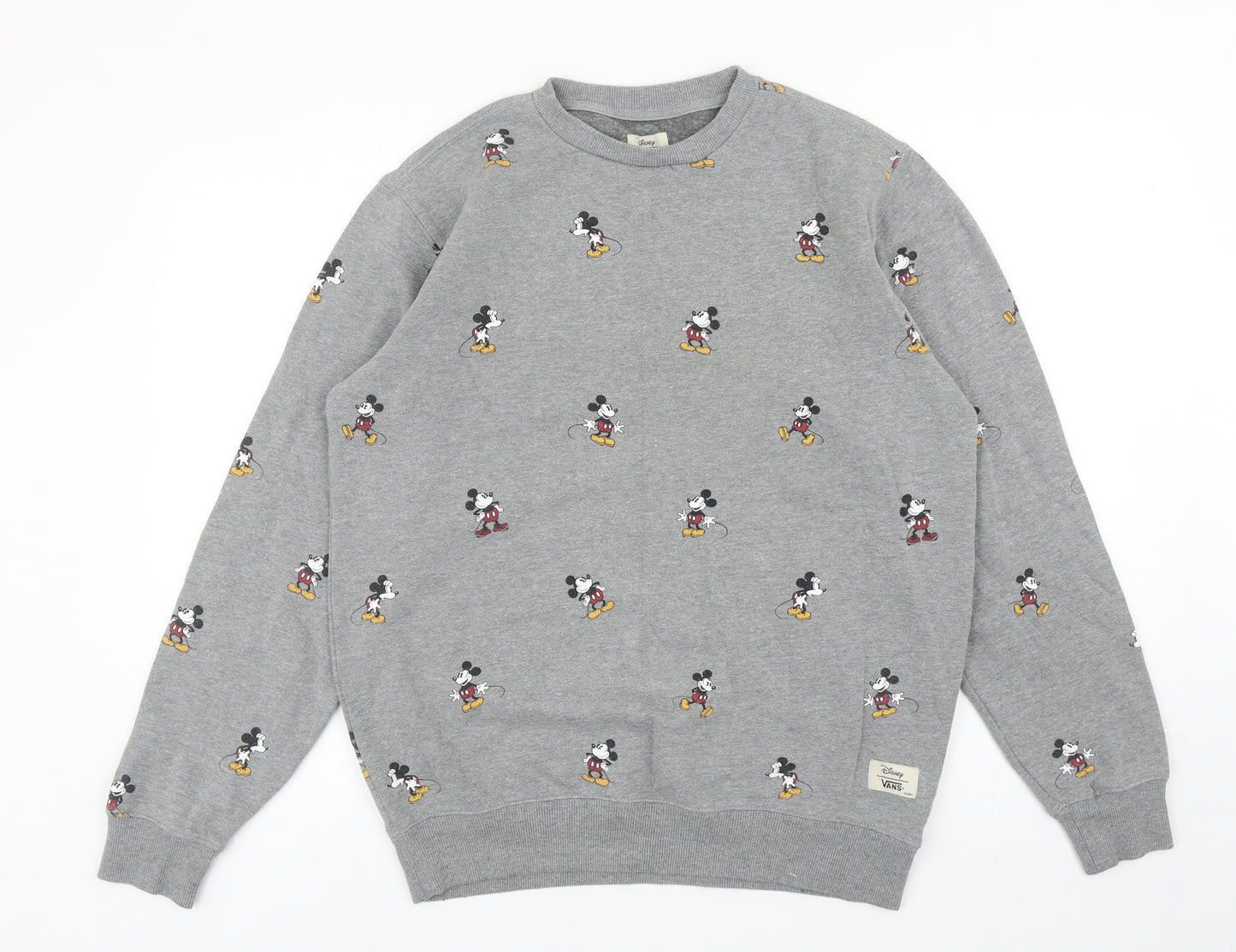 VANS Womens Grey Geometric Cotton Pullover Sweatshirt Size S Pullover - Mickey Mouse