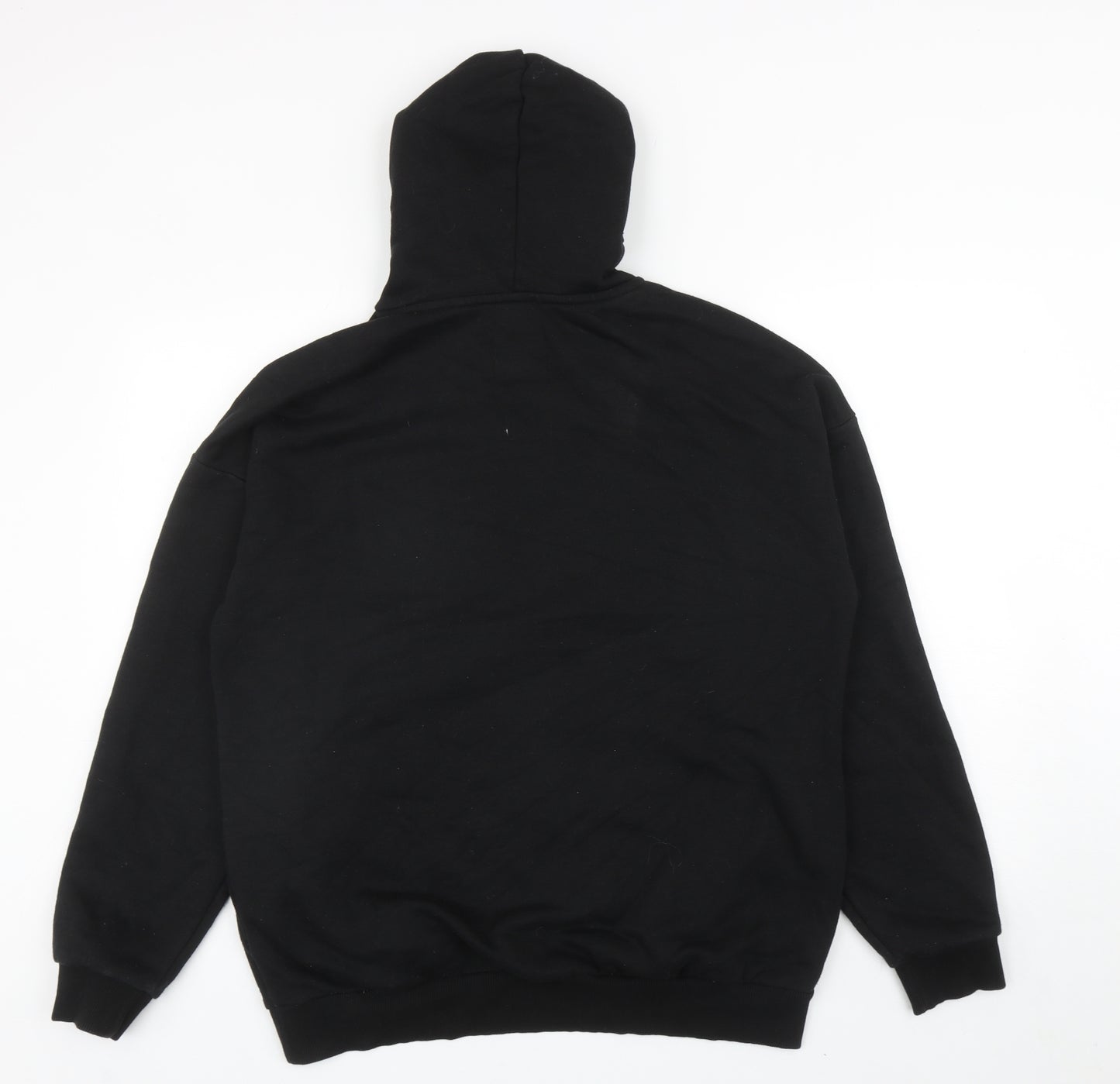 Bershka Mens Black Cotton Pullover Hoodie Size M - Statue Print