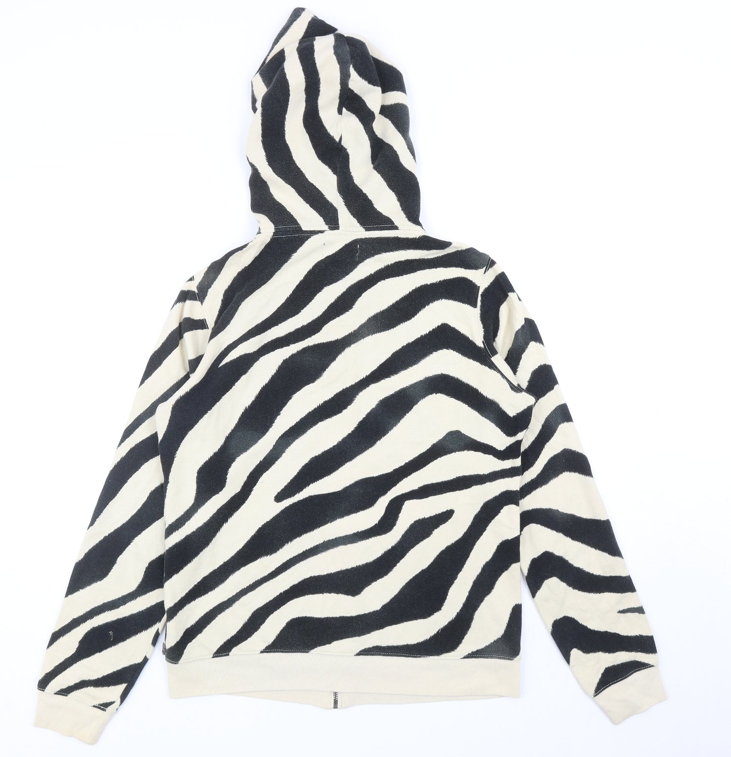 Ralph Lauren Womens Black Animal Print Cotton Full Zip Hoodie Size M Zip - Zebra Print