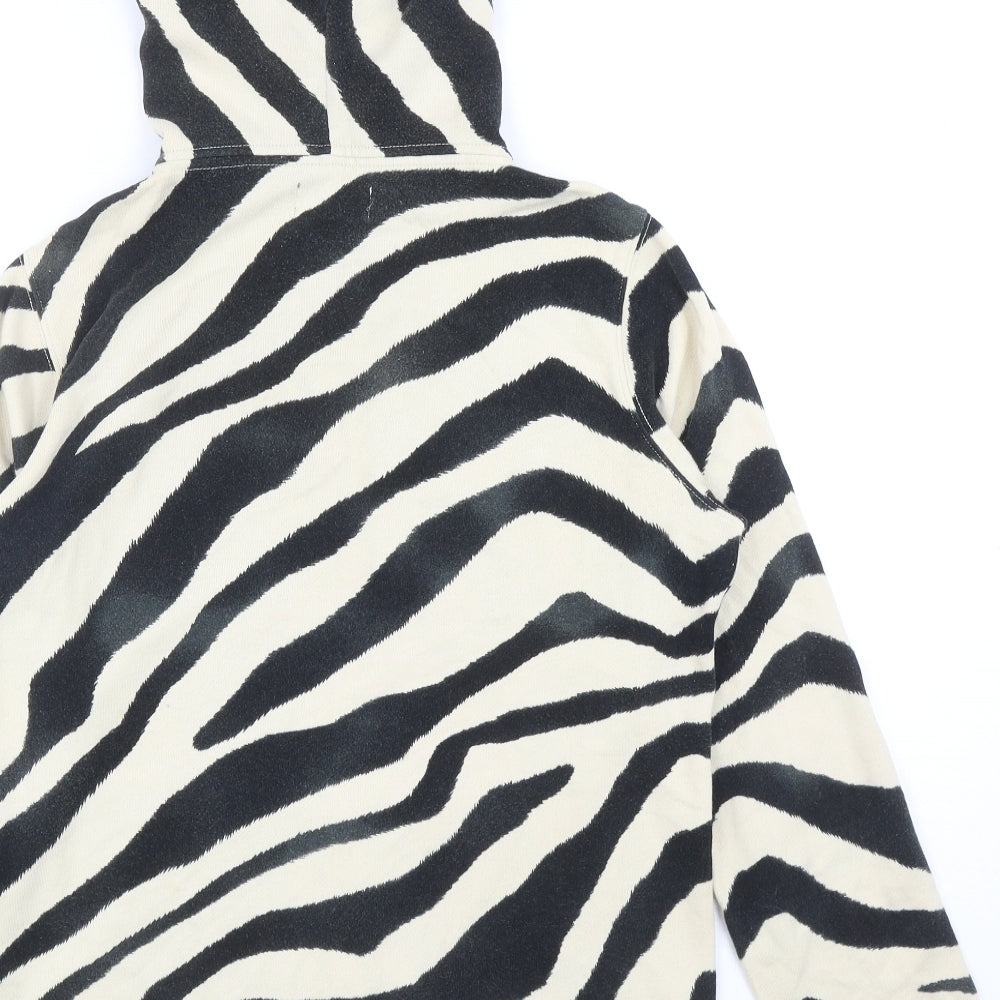 Ralph Lauren Womens Black Animal Print Cotton Full Zip Hoodie Size M Zip - Zebra Print