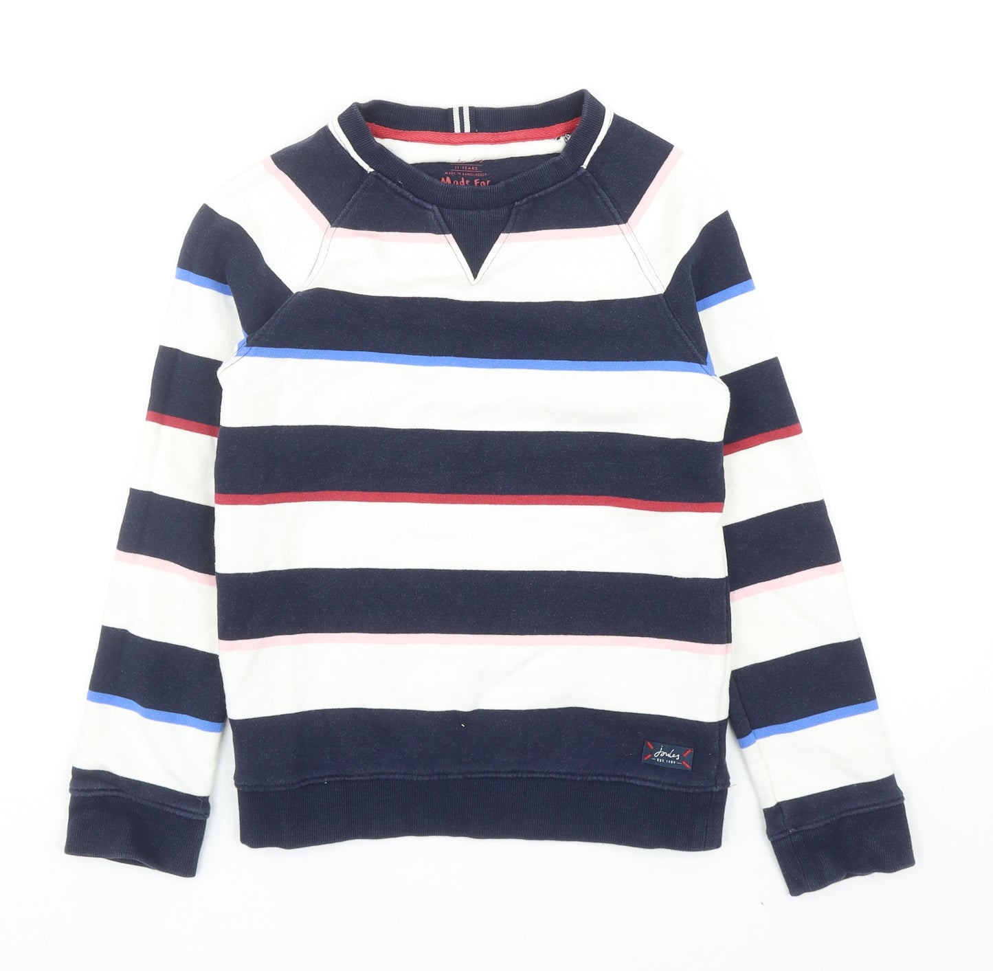 Joules Girls Multicoloured Striped Cotton Pullover Sweatshirt Size 11 Years Pullover