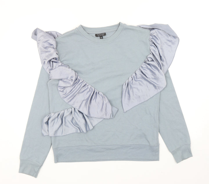 Topshop Womens Blue Cotton Pullover Sweatshirt Size 10 Pullover