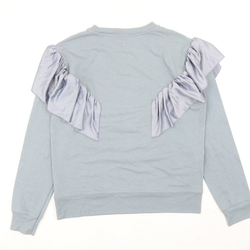 Topshop Womens Blue Cotton Pullover Sweatshirt Size 10 Pullover