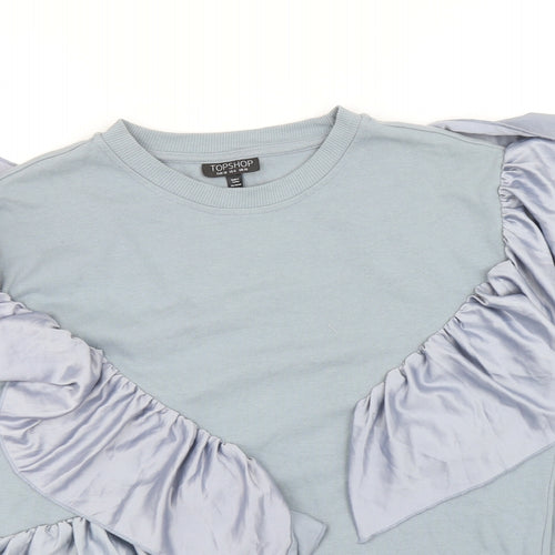 Topshop Womens Blue Cotton Pullover Sweatshirt Size 10 Pullover