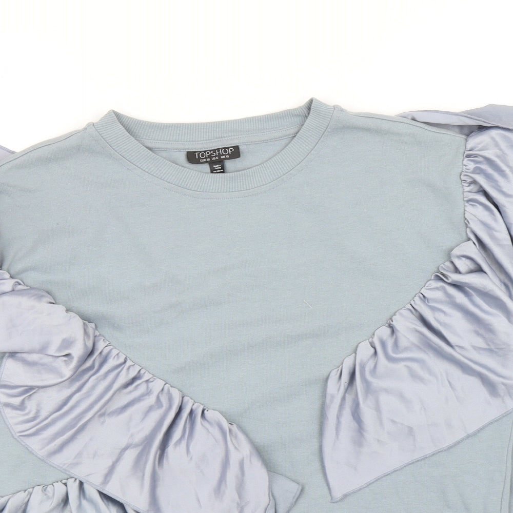 Topshop Womens Blue Cotton Pullover Sweatshirt Size 10 Pullover