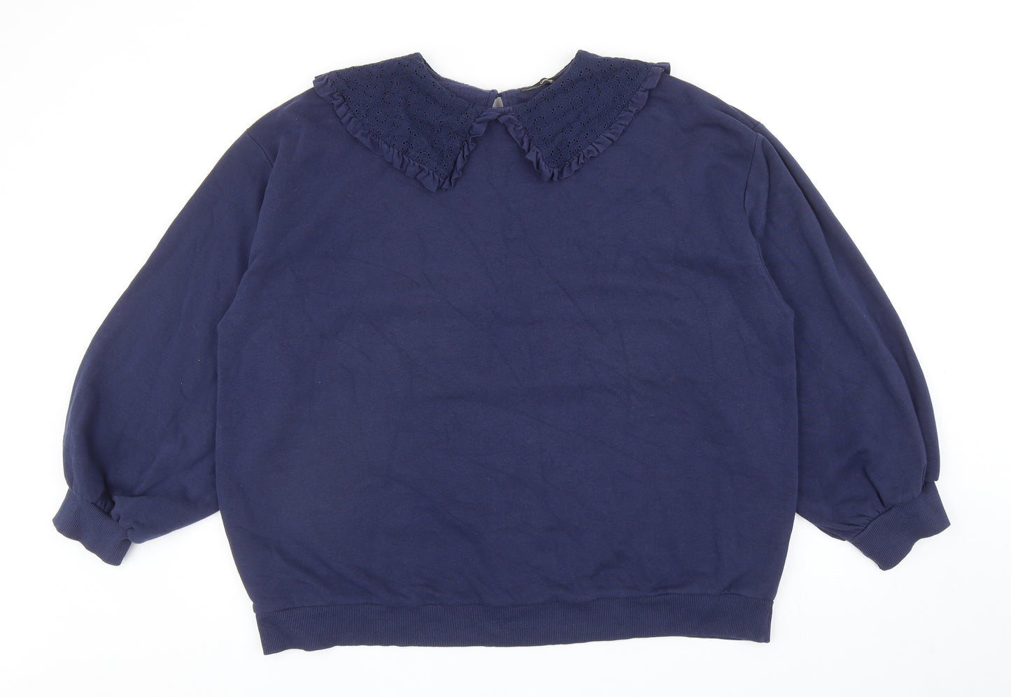 George Womens Blue Cotton Pullover Sweatshirt Size XL Button - Collared