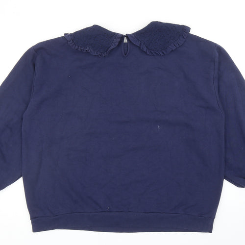 George Womens Blue Cotton Pullover Sweatshirt Size XL Button - Collared