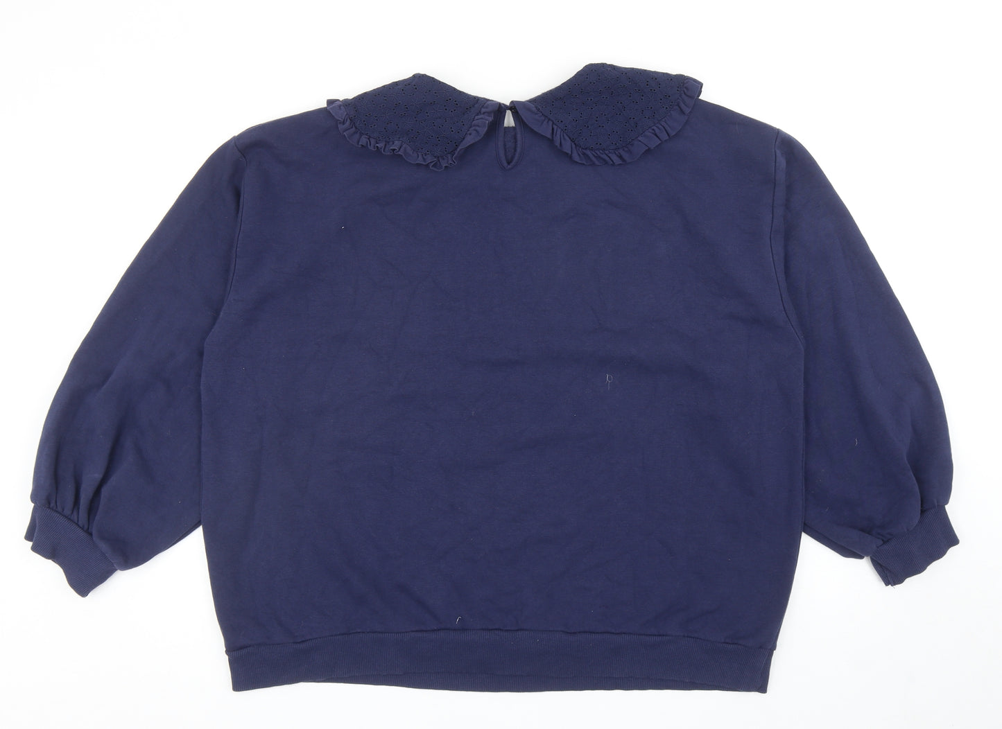 George Womens Blue Cotton Pullover Sweatshirt Size XL Button - Collared